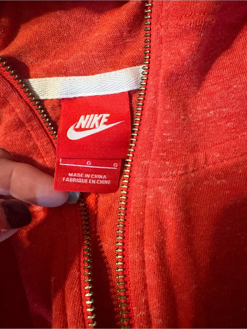 Nike Red Zip Hoodie and pant with Contrast White Logo - Picture 2 of 3